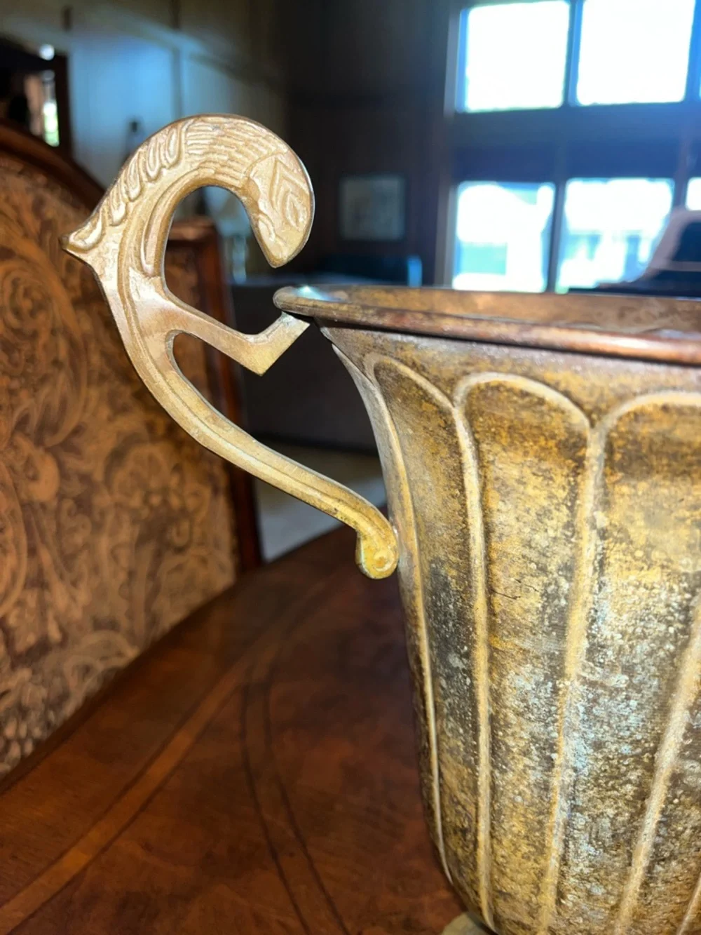 Vintage Two-Handled Trophy Vase in Aged Gold - Picture 4 of 9